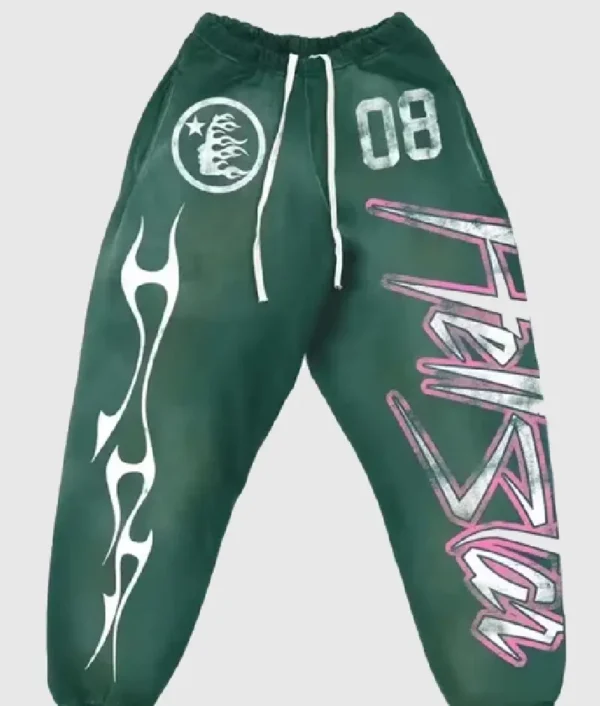 Hellstar Flame Flare Sweatpants Green